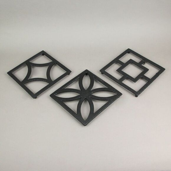 Set of 3 Cast Iron Breeze Block Trivets Kitchen Counter Home Decor Wall Art - Picture 5 of 5